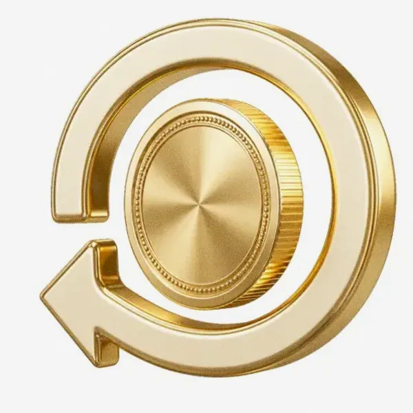 Coin with circular arrow — Yukon Gold